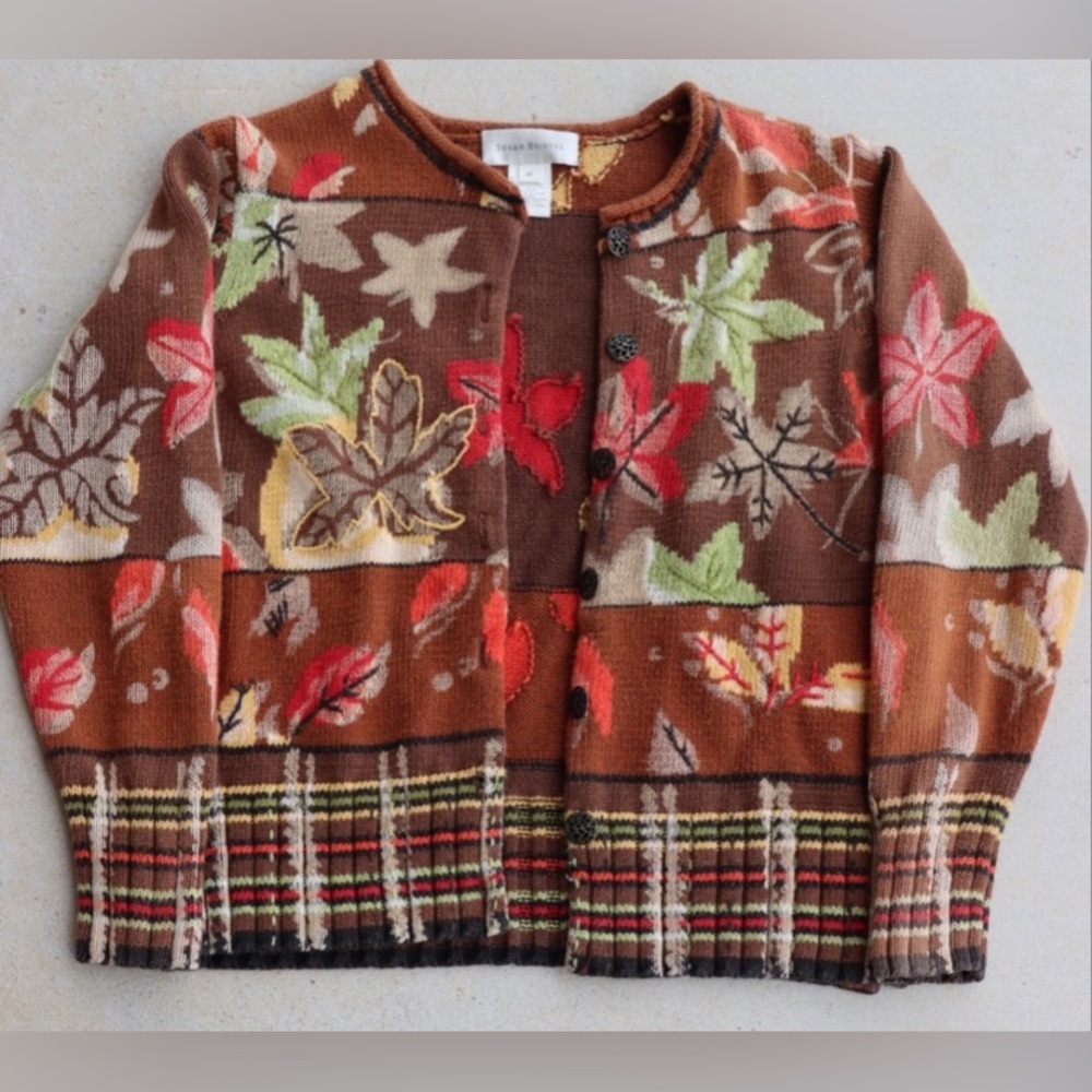 Susan Bristol knit leaves cardigan